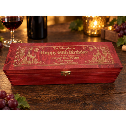 Personalised Engraved Wooden Wine Gift Box