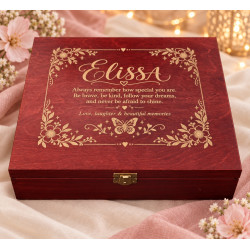 Personalised Floral Wooden Keepsake Box