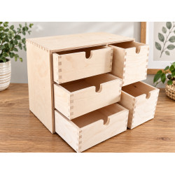 Wooden Five-Drawer Storage Organiser