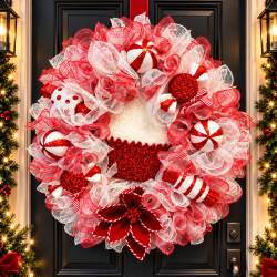 Red & White Candy Christmas Wreath